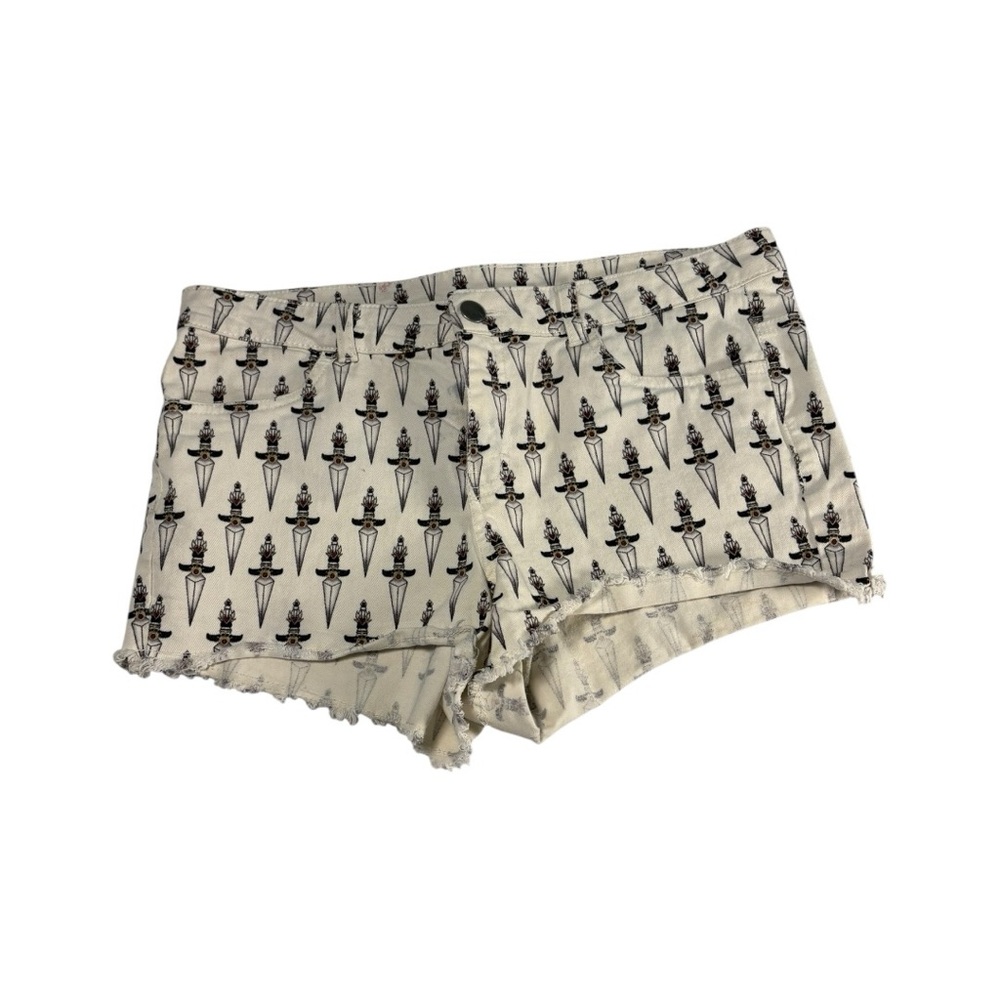 H&M Divided Dagger Print Low Rise Shorts Womens 12 Whimsigoth Grunge Alt